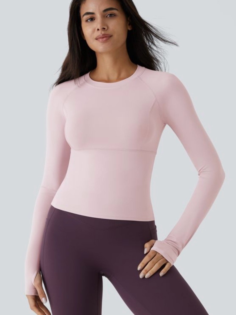 HALARA Light Pink Long-Sleeve Crewneck Active Top